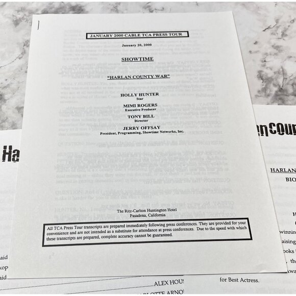Harlan County Movie Press Kit Showtime War 2000 Holly Hunter Stellan Skarsgard - Picture 7 of 9